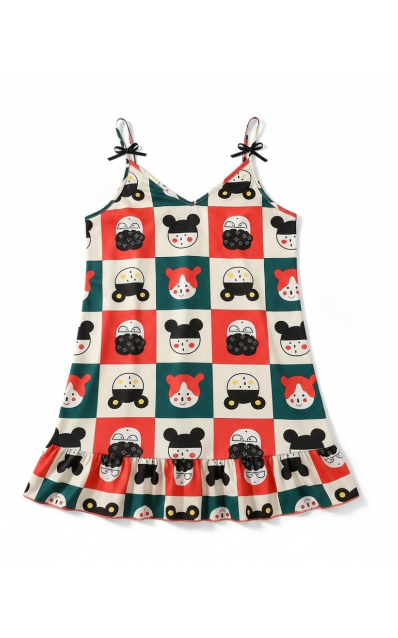 Checkered Cartoons Dress