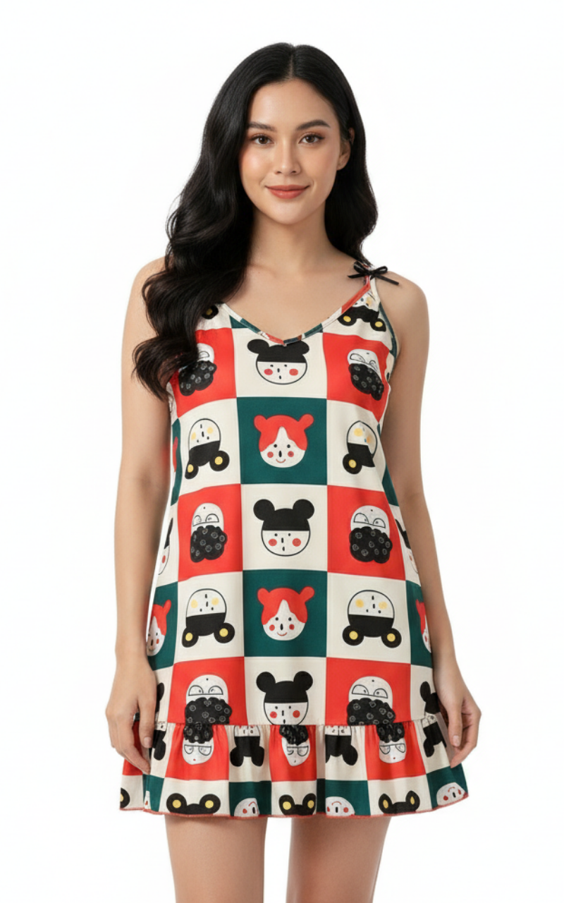 Checkered Cartoons Dress