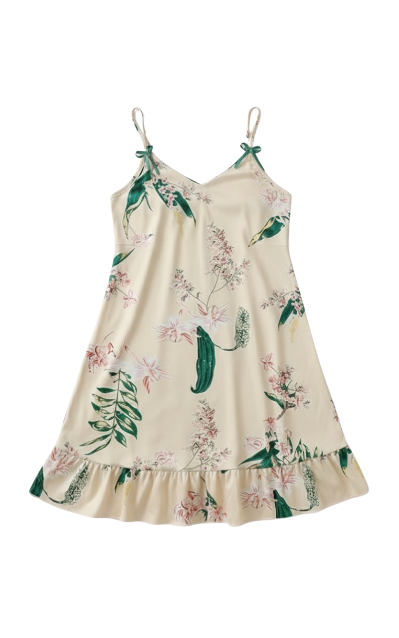 Beige Leaf Dress