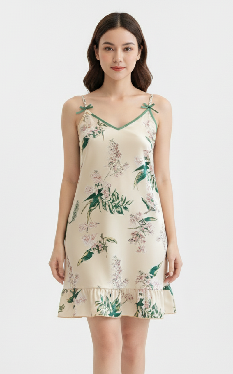 Beige Leaf Dress